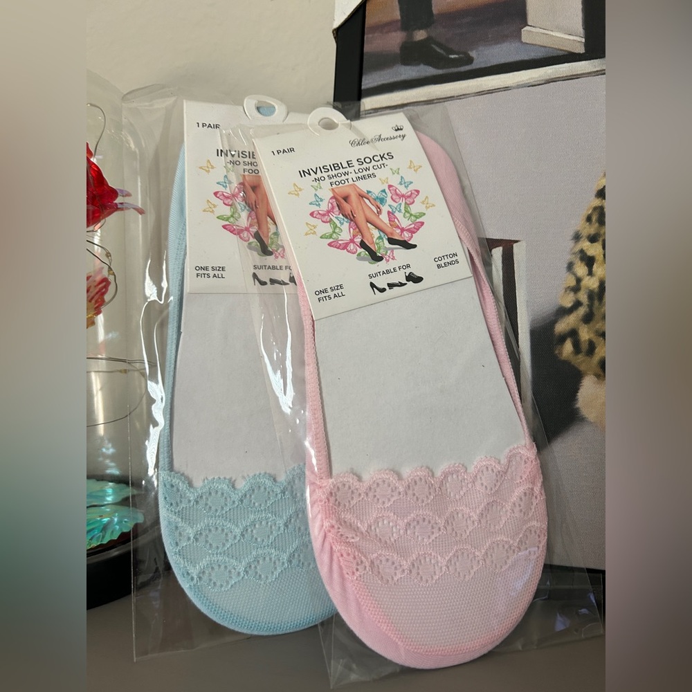 Pink and Blue Invisible Socks